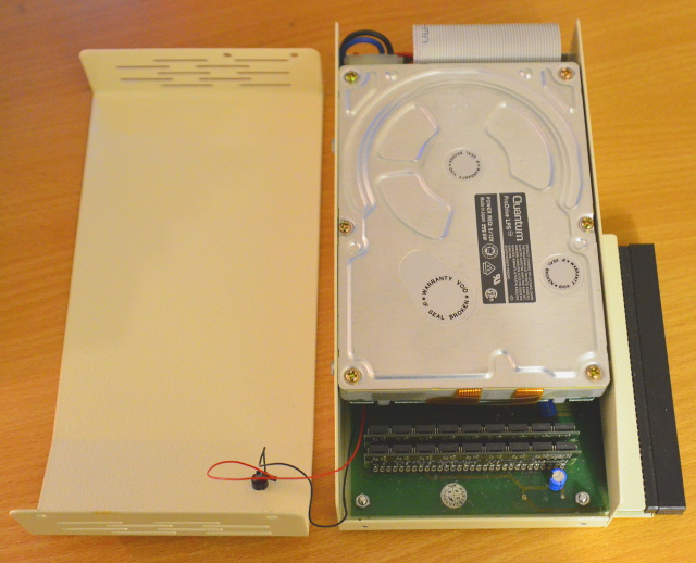 The Multi-Evolution with the lid removed showing the installed hard drive from the top